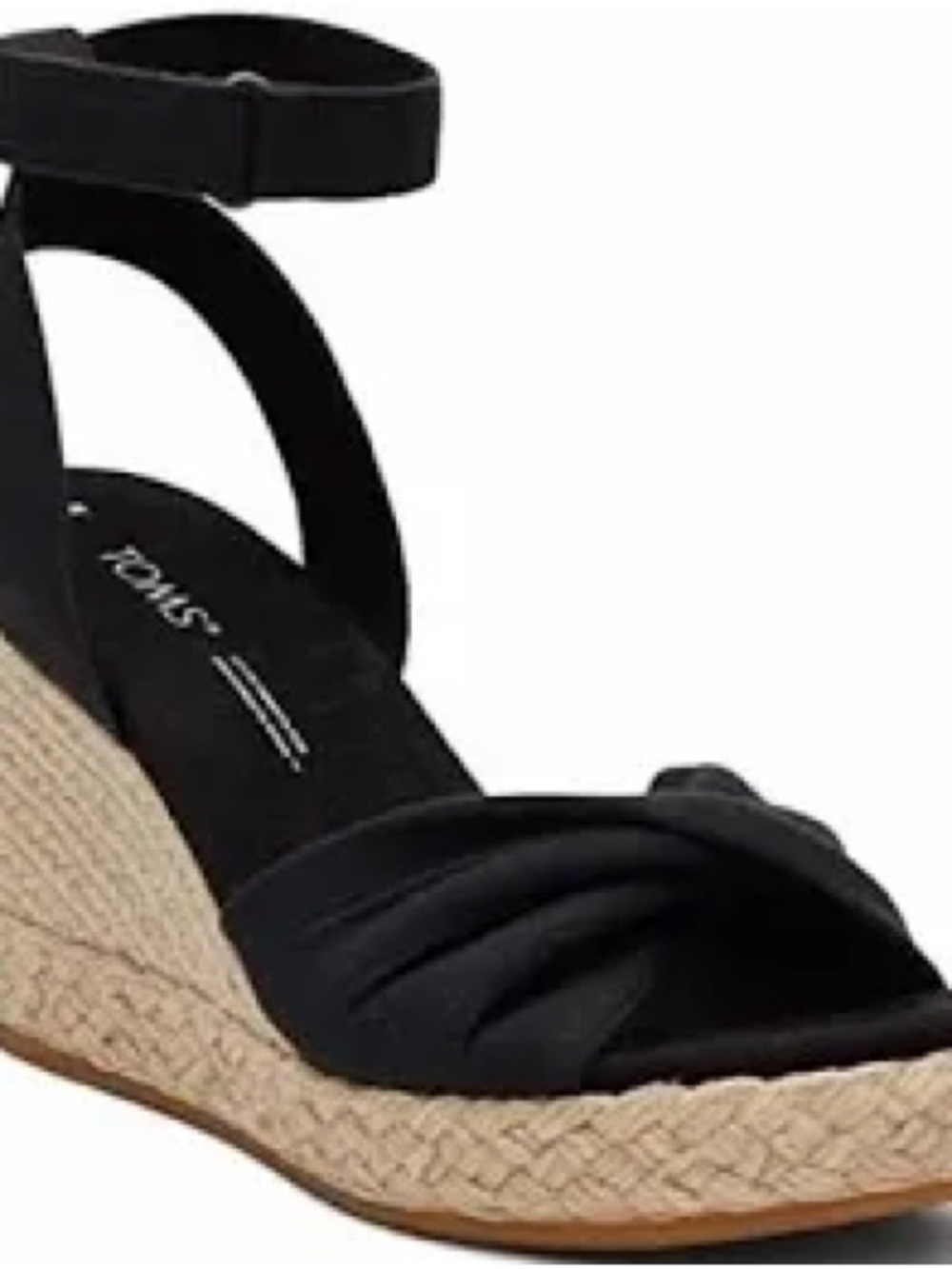 TOMS Black Espadrille Wedge Sandals with Ankle Strap
